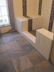 Finished tile shower floor