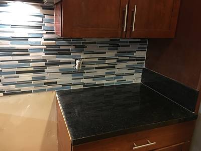 Glass mosaic backsplash