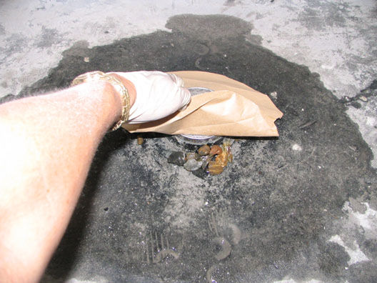 This paper protects the gravel from getting packed with tilesetter's mortar